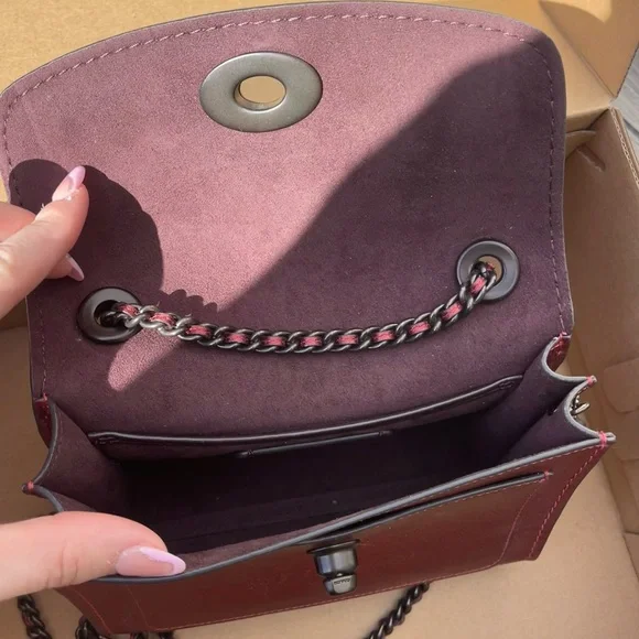 Coach Parker Handbag in Metallic Red Leather